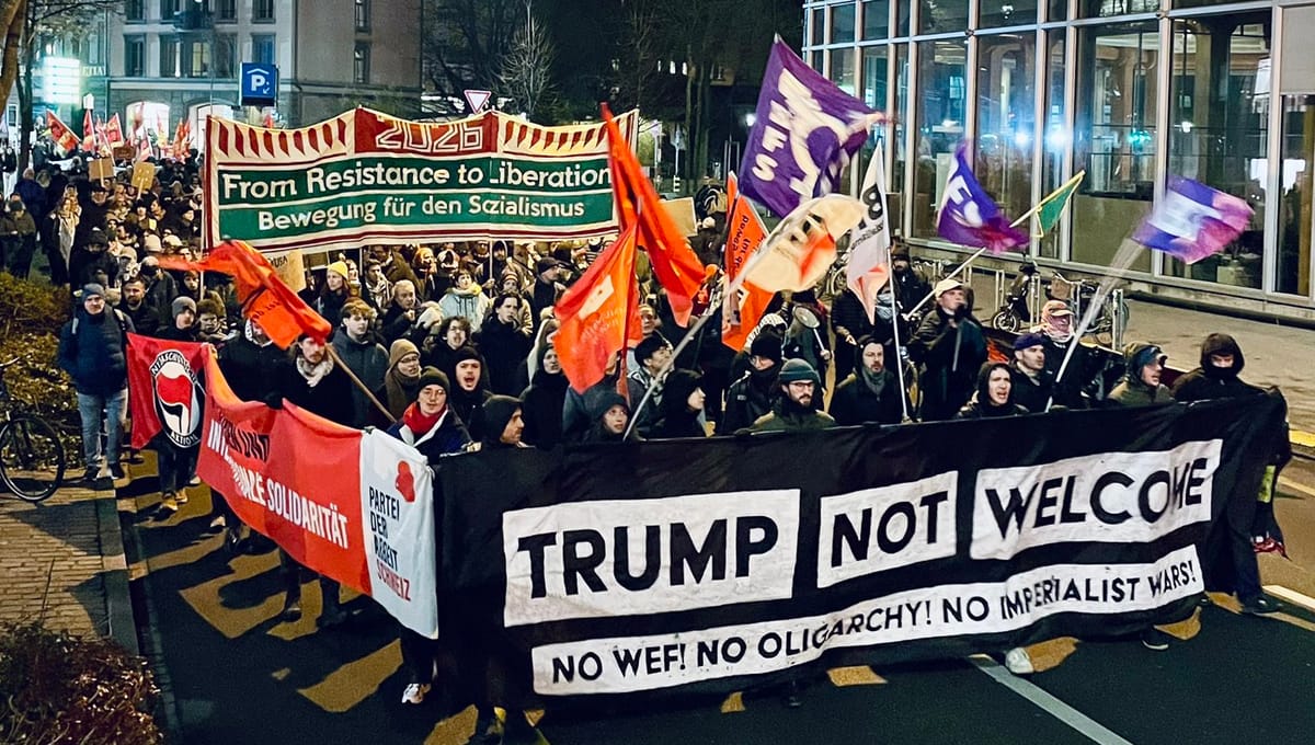 Protesta en Zúrich contra el Foro de Davos y Donald Trump. Foto: Bewegung für den Sozialismus