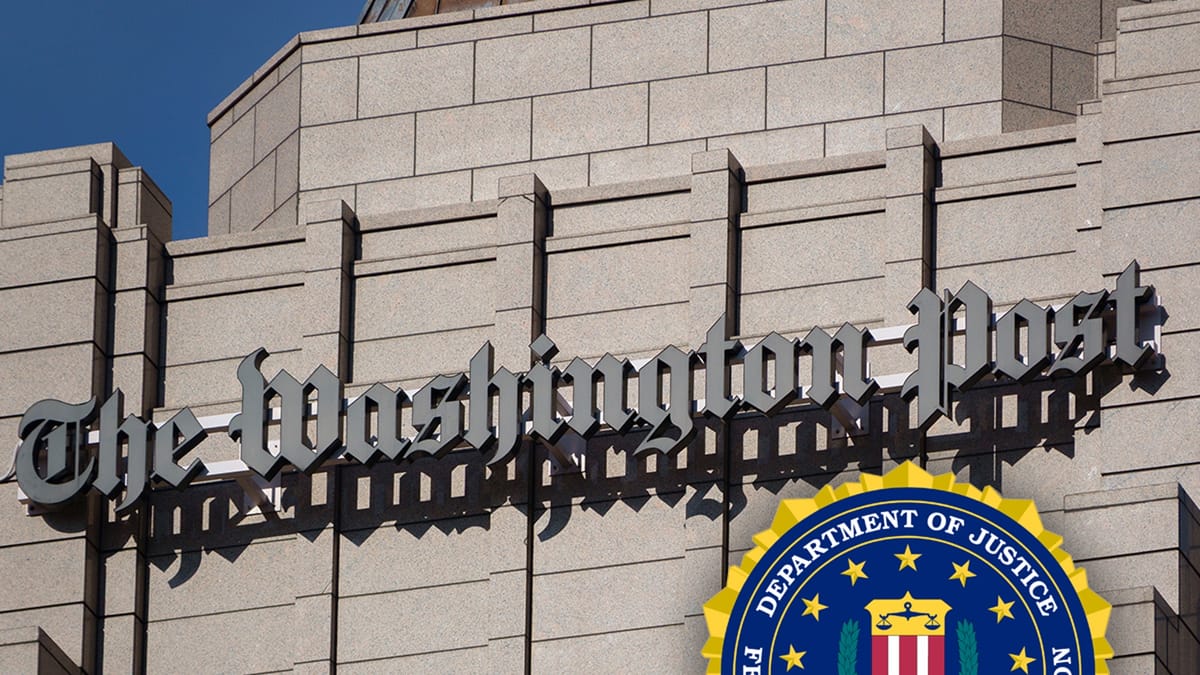 Imagen de archivo del exterior de la sede del Washington Post y el logo del FBI. Foto: Getty