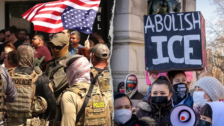 Imagen de archivo de agentes federales y manifestantes. Foto:Getty Images