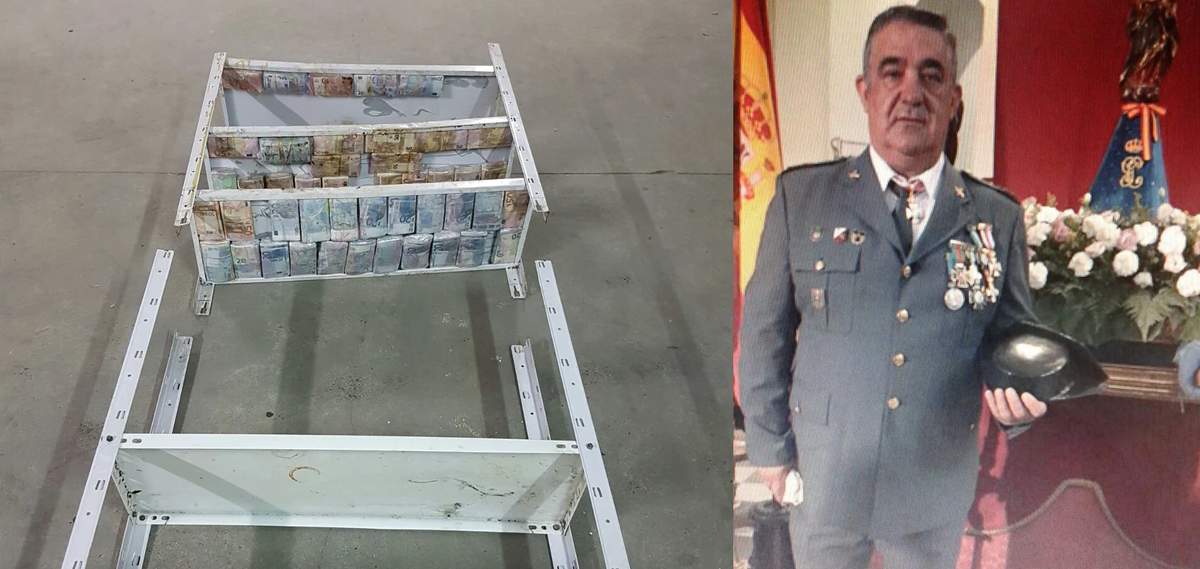 El sargento José Romero Béjar junto al lugar donde ocultaba el dinero. Foto: elindependiente.com