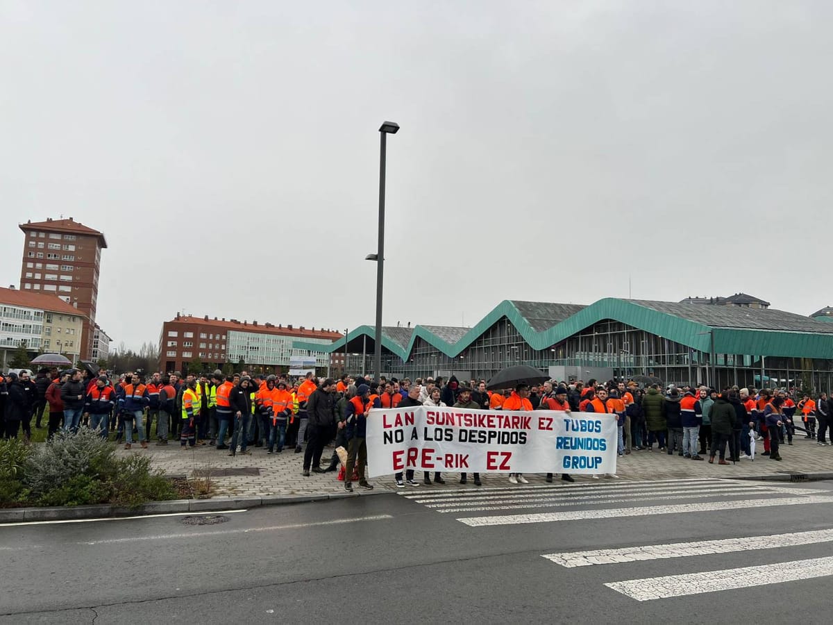 Protesta de trabajadores de Tubos Reunidos en Gasteiz (Araba). Foto: Gedar Langile Kazeta