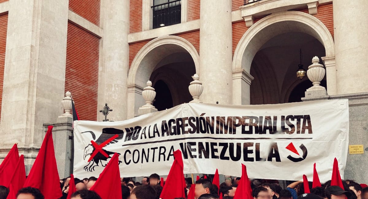 Imagen de archivo de CJS en una movilización contra la agresión de EE.UU. contra Venezuela. Foto: CJS Madrid
