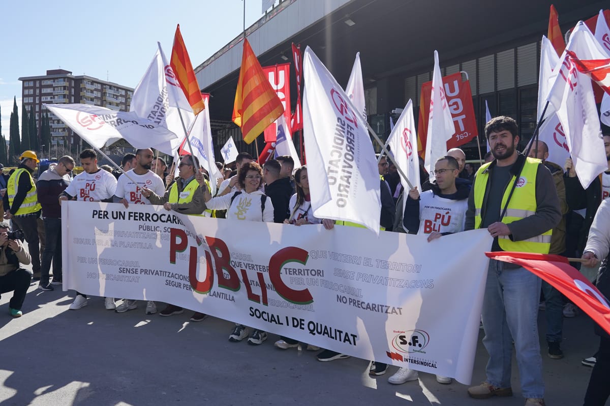 Imagen de archivo de una movilización sindical del Sindicato Ferroviario. Foto: @SFIntersindical (X)