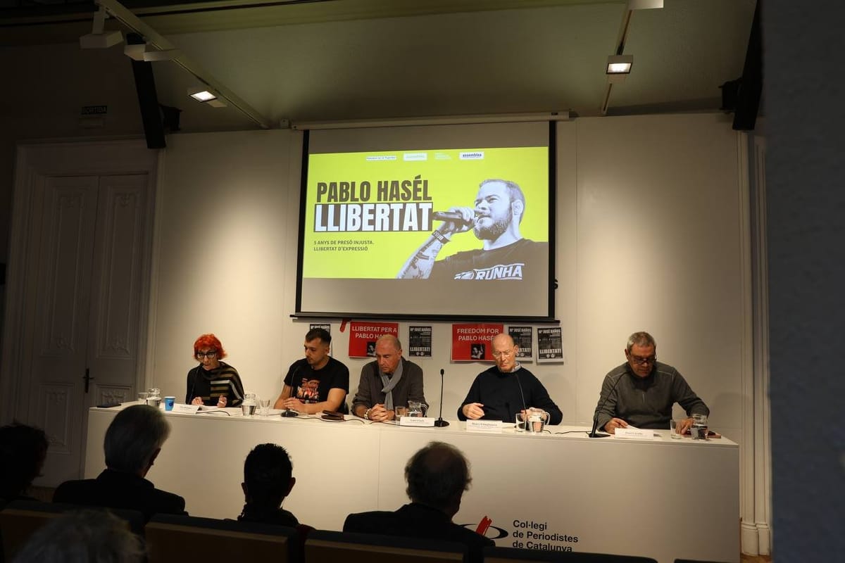 Presentación de la campaña por la liberación de Pablo Hasel. Foto: assemblea.cat