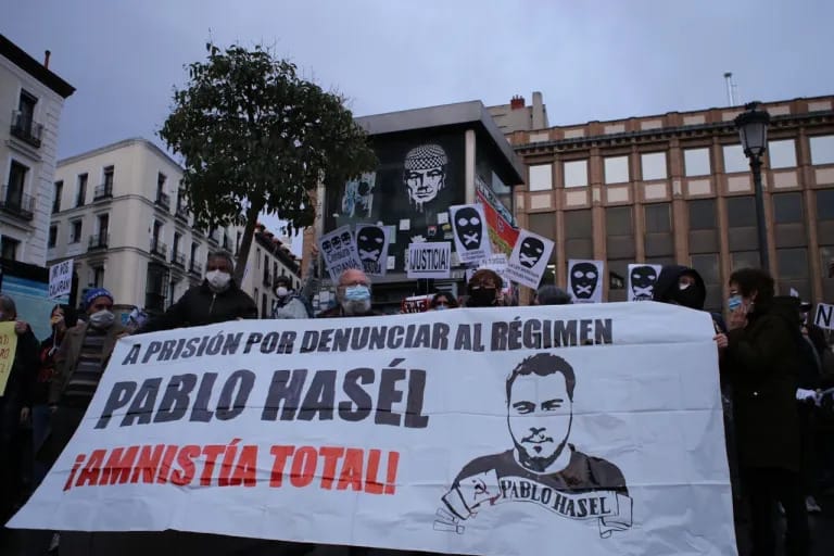 Imagen de archivo de una concentración por Pablo Hasel en Madrid. Foto: revistarambla.com