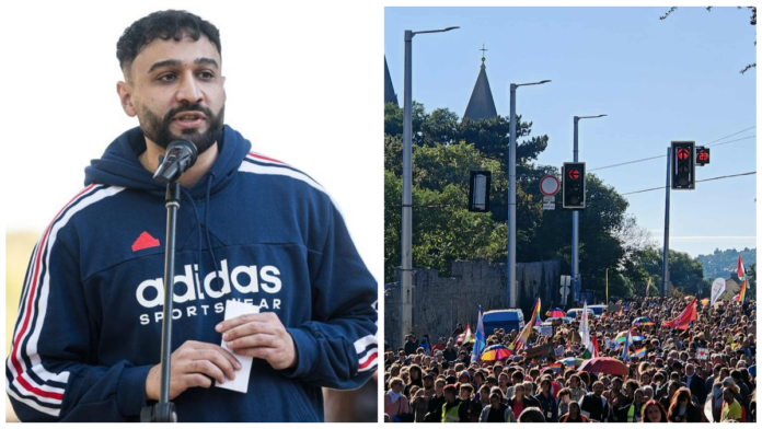 Géza Buzás-Hábel, organizador del Orgullo de Pécs en Hungría en 2025. Foto: pecsma.hu