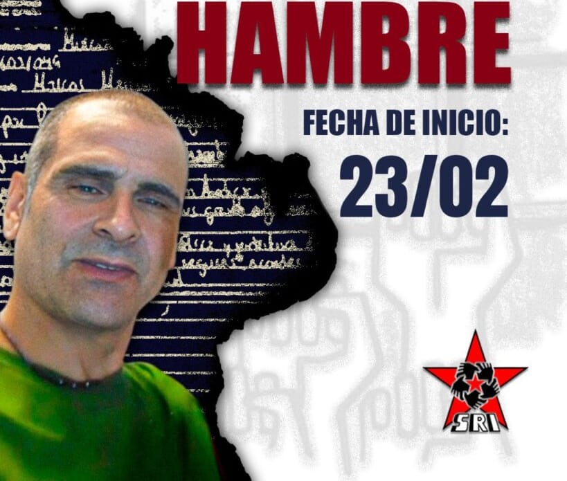 Cartel de la huelga de hambre del preso político Marcos Martín Ponce. Foto: SRI