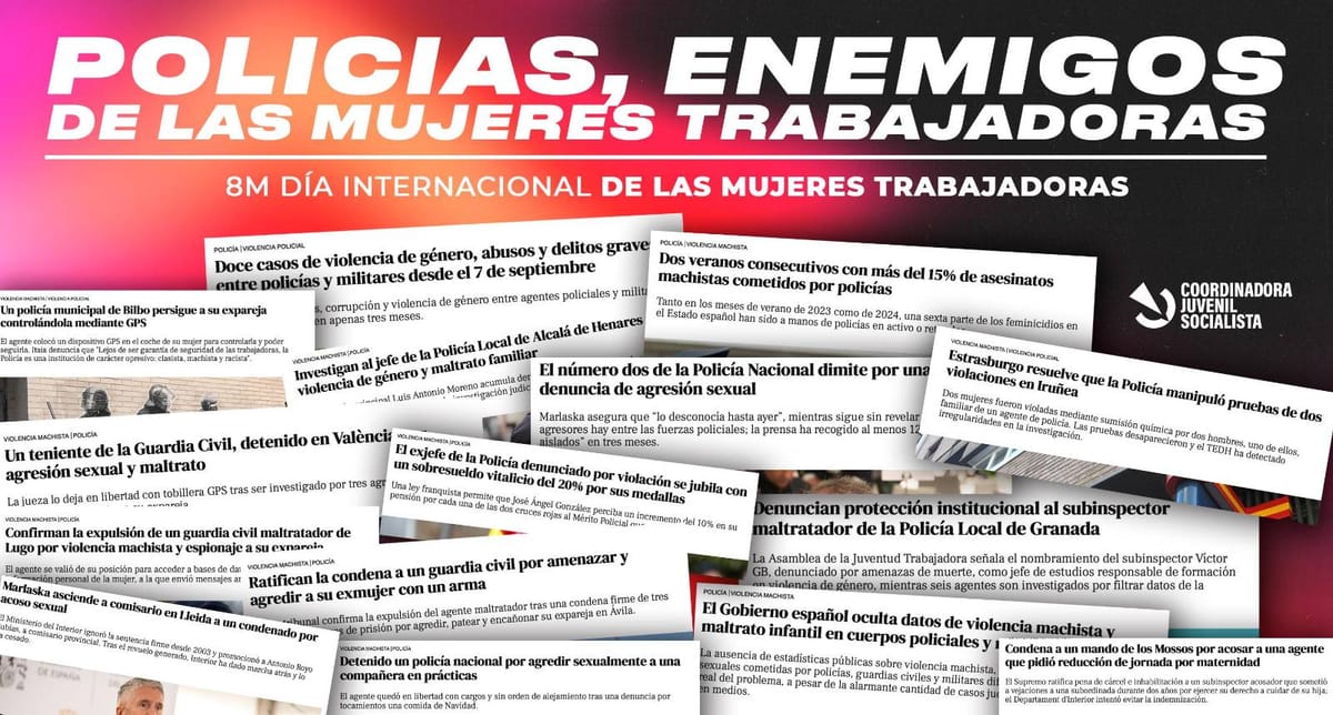 CJS señala la violencia machista policial en su campaña del 8M