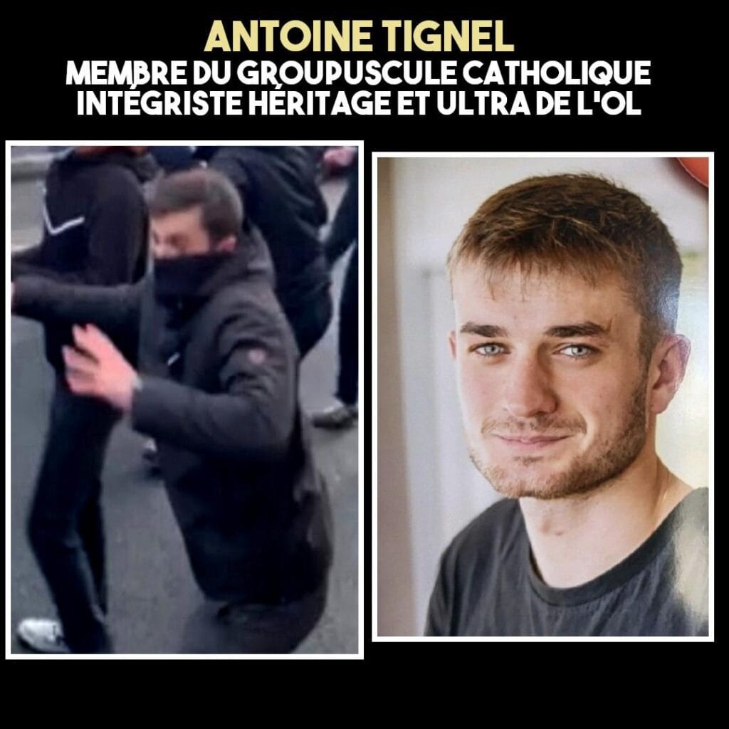 Imagen de uno de los atacantes fascistas de Lyon. Foto: Contre Attaque