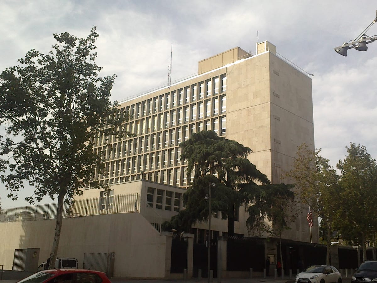 Imagen de archivo de la embajada de EE.UU. en Madrid. Foto: wikimapia.org
