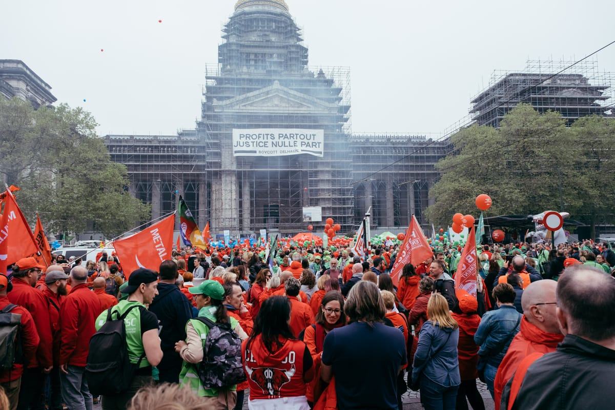 Imagen de archivo de una movilización sindical en Bélgica. Foto: ABVV (X)