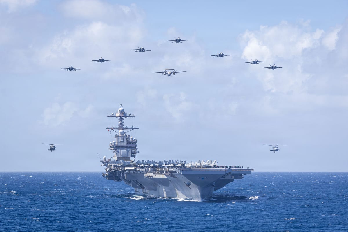 Imagen de archivo del portaaviones USS Gerald R. Ford de la Marina estadounidense. Foto: @USNavy (X)