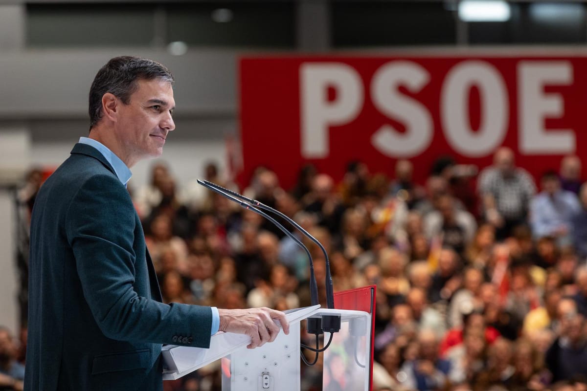 Imagen de archivo de Pedro Sánchez en un acto del PSOE. Foto: PSOE (X)