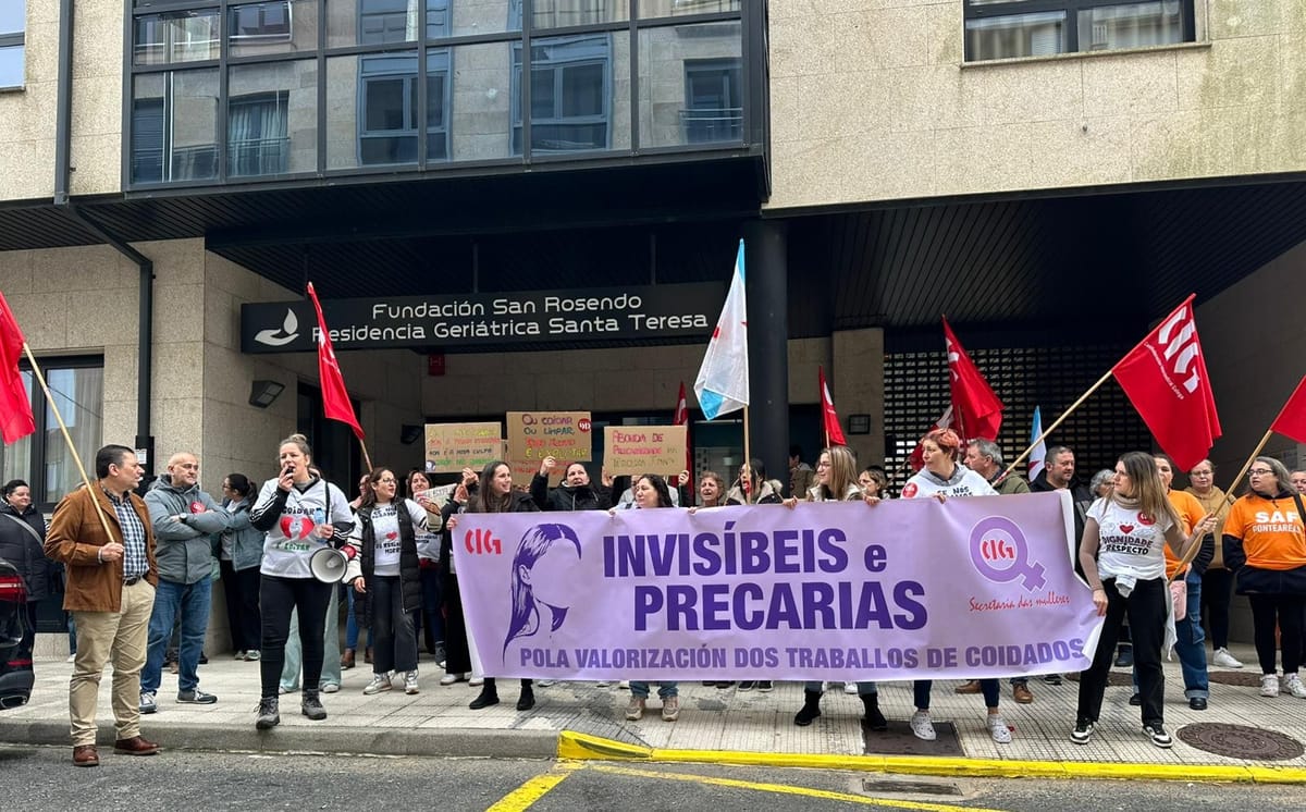 Movilización sindical de la CIG ante la residencia de mayores Santa Teresa da Cañiza. Foto: CIG