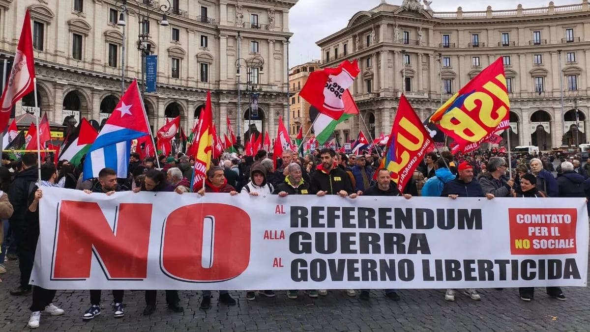 Manifestación en Roma contra la guerra y por las libertades políticas. Foto: USB