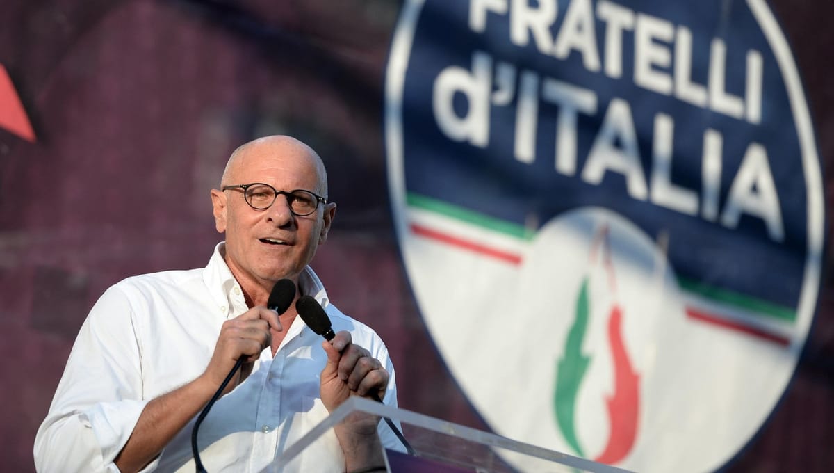 Imagen de archivo del vicepresidente de la Cámara de Diputados de Italia, Fabio Rampelli (Fratelli d'Italia) Foto: vía globalist.it