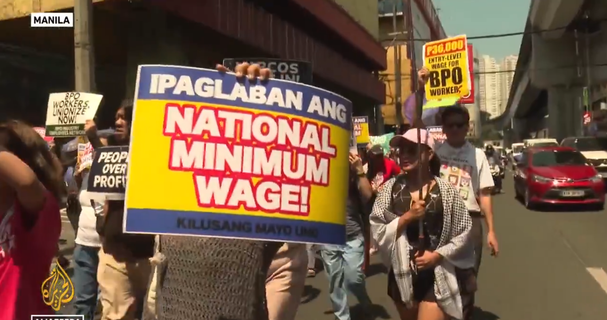 Protestas sindicales en Filipinas ante la emergencia energética. Foto: Al Jazeera
