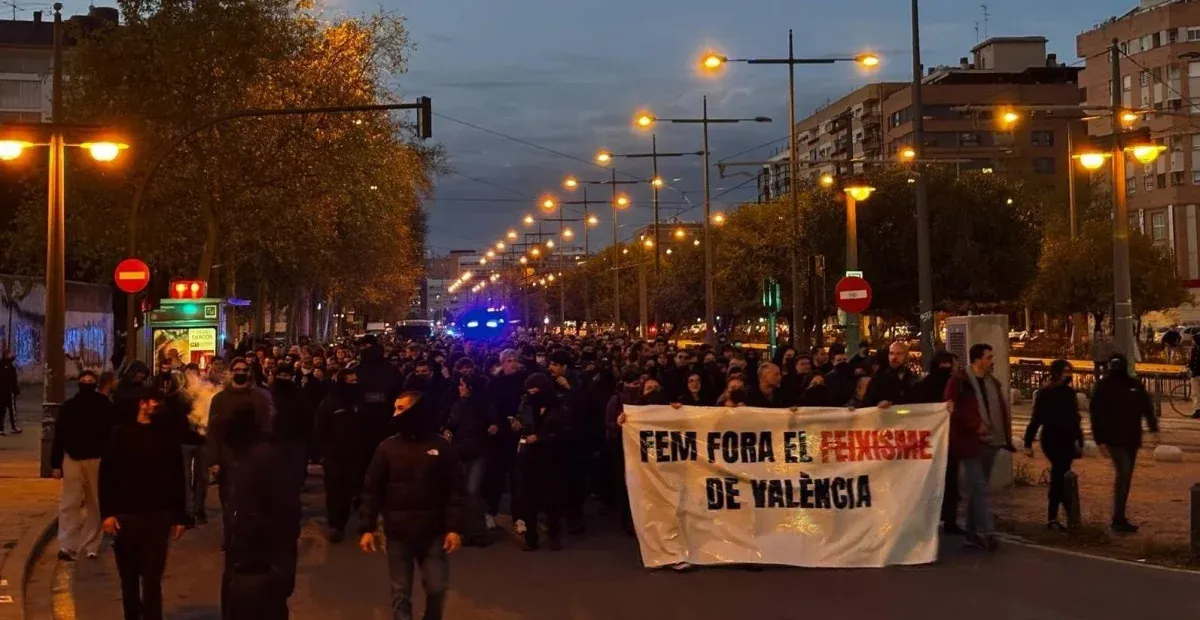 Manifestación antifascista contra Núcleo Nacional en València. Foto: vía Horitzó Socialista