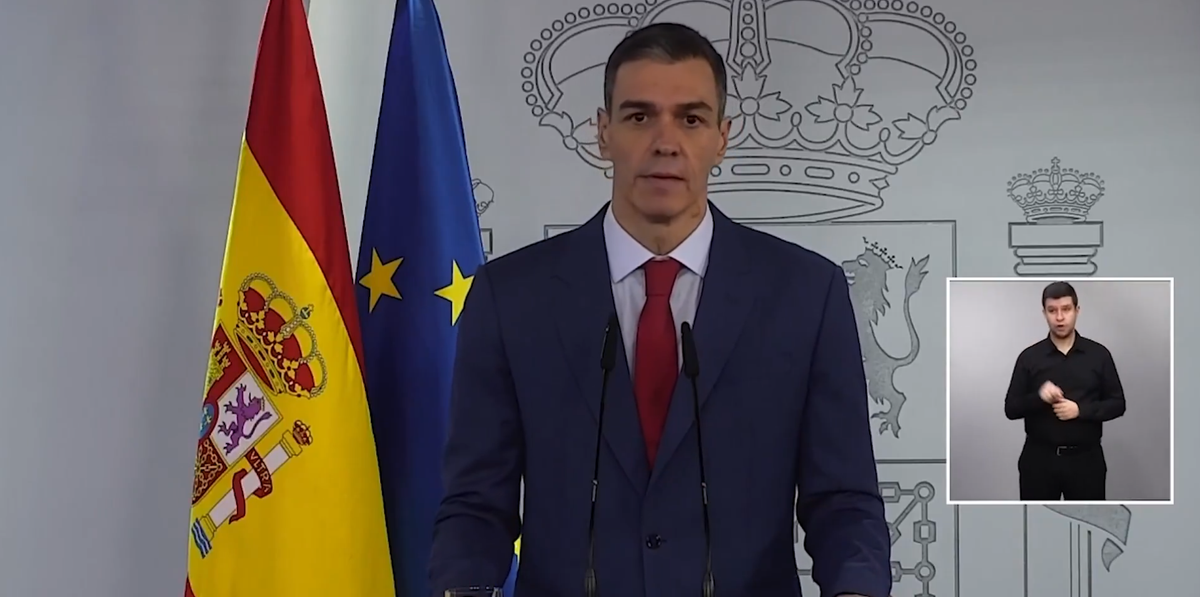Rueda de prensa de Pedro Sánchez. Fotograma: Moncloa
