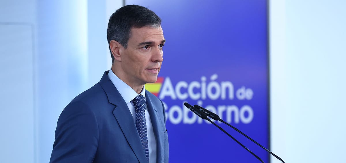 Imagen de archivo de una comparecencia del presidente español Pedro Sánchez tras un Consejo de Ministros. Foto: Pool Moncloa / Fernando Calvo.