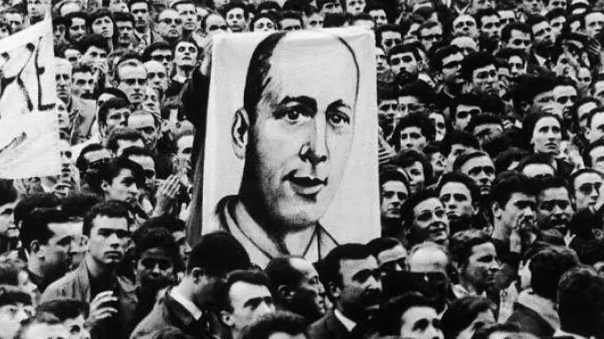 Imagen de archivo de protestas por la liberación de Julián Grimau. Foto: Foro por la Memoria.