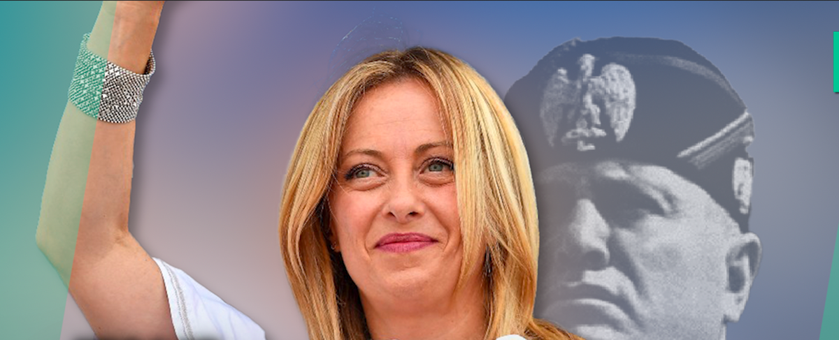 Imagen de archivo de Giorgia Meloni y Benito Mussolini. Foto: Huffington Post