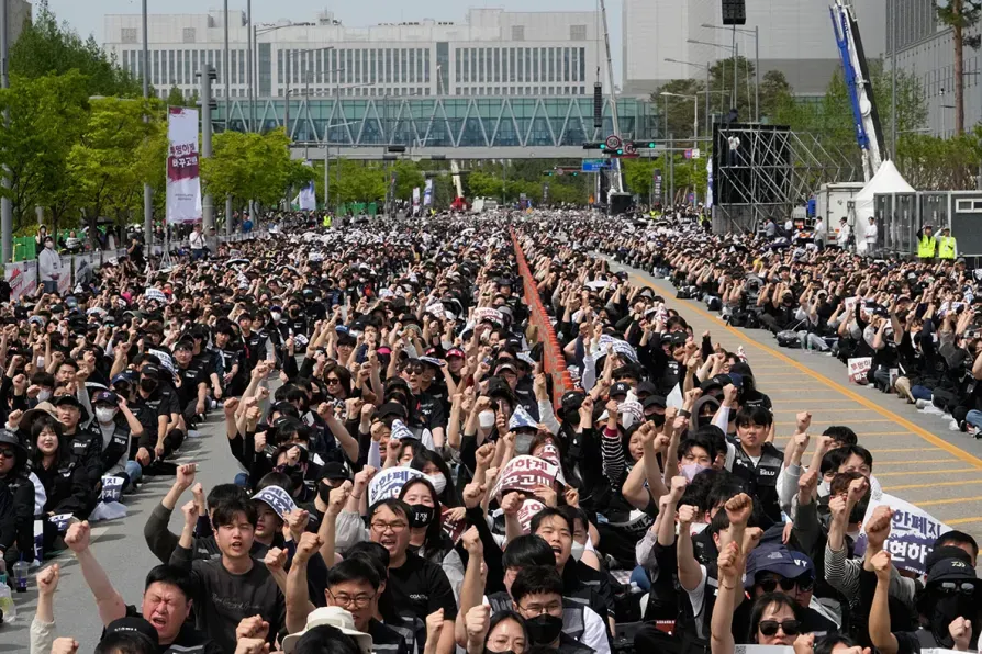 Huelga de trabajadores de Samsung en Corea del Sur. Foto: vía morningstaronline.co.uk