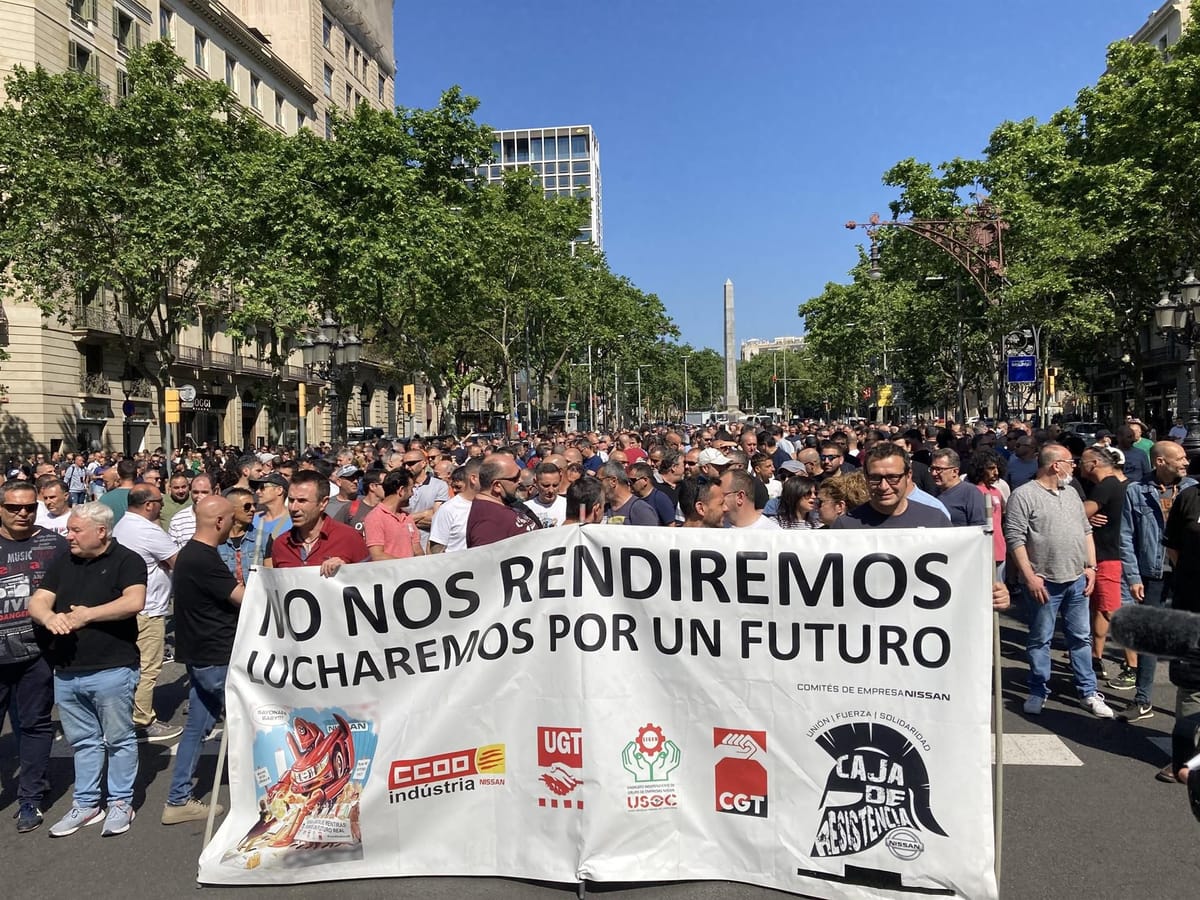 Imagen de archivo de una protesta sindical de trabajadores de Nissan en Barcelona. Foto: EUROPA PRESS