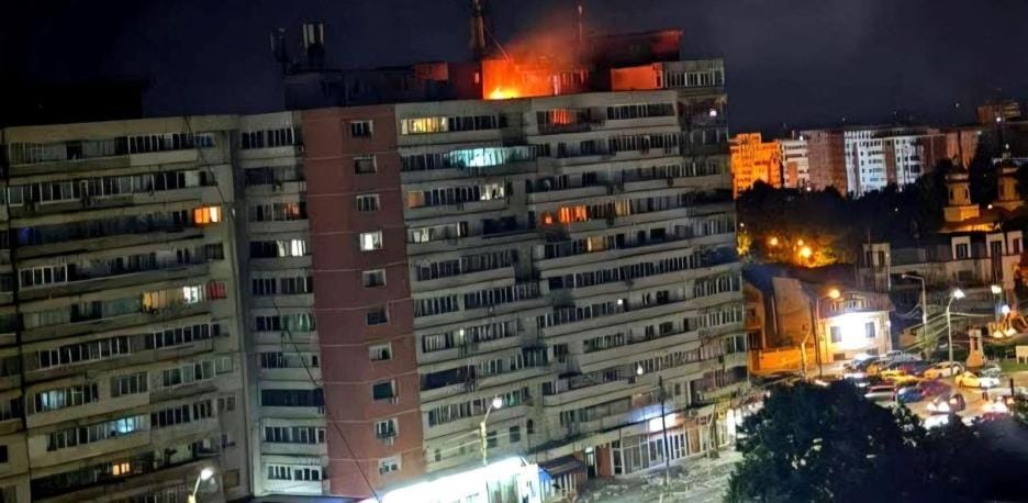 Imagen del impacto del dron, esta madrugada en Galați. Foto: Reuters