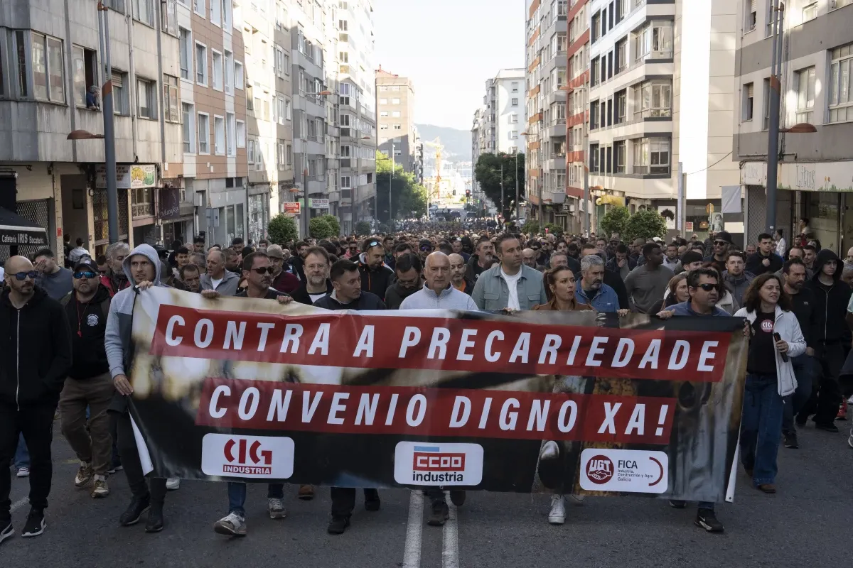 El metal de Pontevedra paraliza la industria para renovar convenio ante beneficios récord