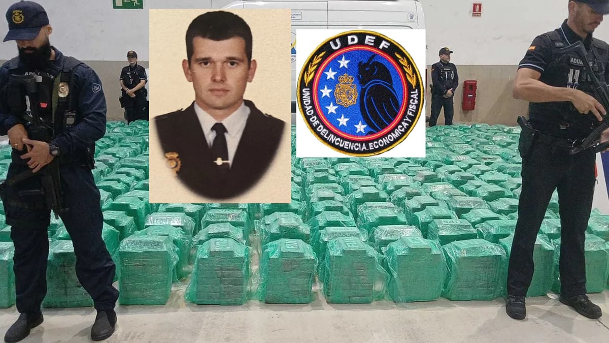Imagen de archivo de un alijo de droga y Óscar Sánchez, exjefe de la UDEF.
