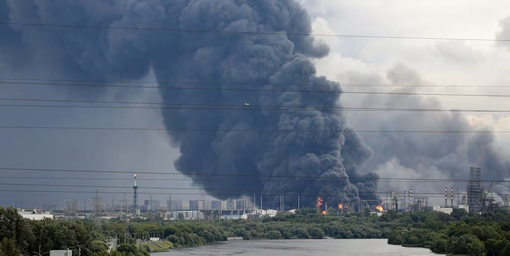 Paisaje de las afueras de Moscú tras el ataque ucraniano de ayer. Foto: NBC News