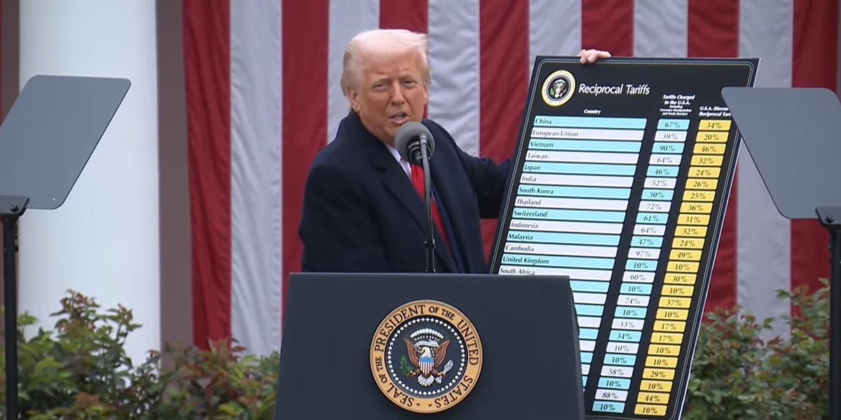 Trump presenta una tabla con cifras de arancel a diversos países. Foto: viaempresa.cat