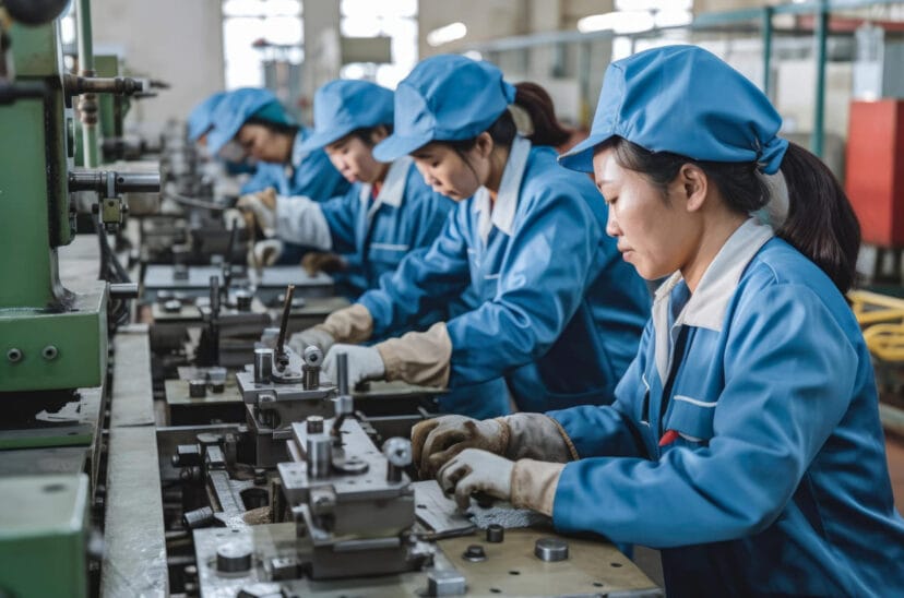 Imagen de archivo de trabajadoras en una cadena de montaje en China. Foto: vía thelogisticsworld.com