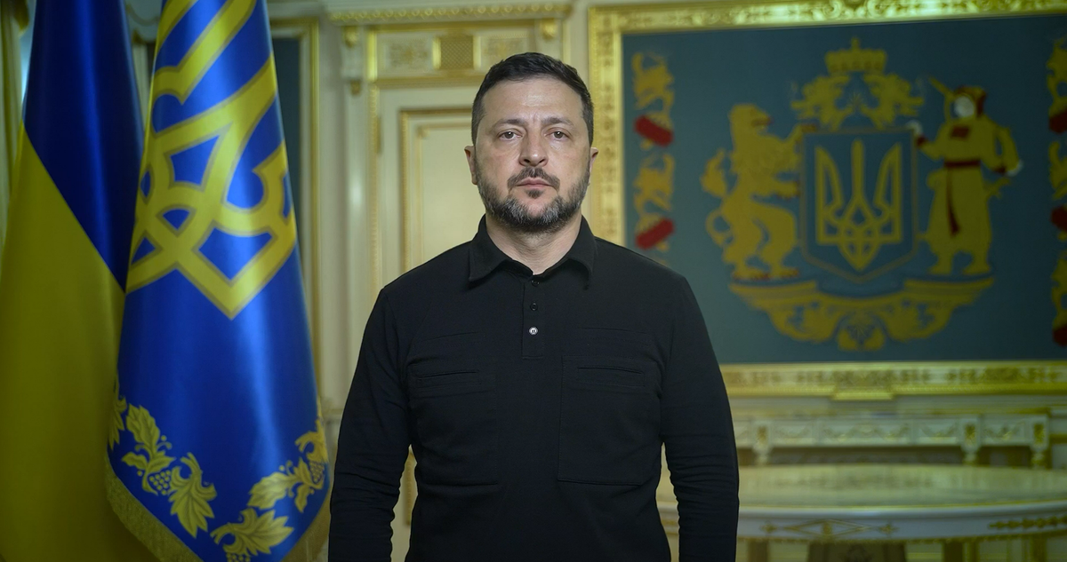Volodimir Zelensky, presidente de Ucrania, en su declaración pública sobre la aviación rusa. Foto: @ZelenskyyUa (X)