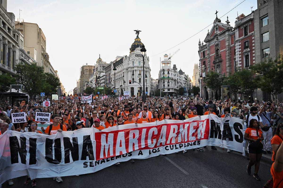 Manifestación tras el desahucio de Maricarmen en Madrid. Foto: Dani Gago/@DaniGagoPhoto (X)