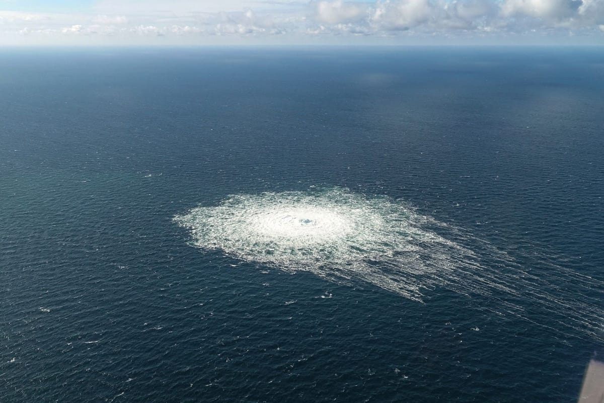 Imagen de archivo de la voladura del gasoducto Nordstream-2 en 2022. Foto: Danish Defence Command/Forsvaret Ritzau Scanpix/via Reuters