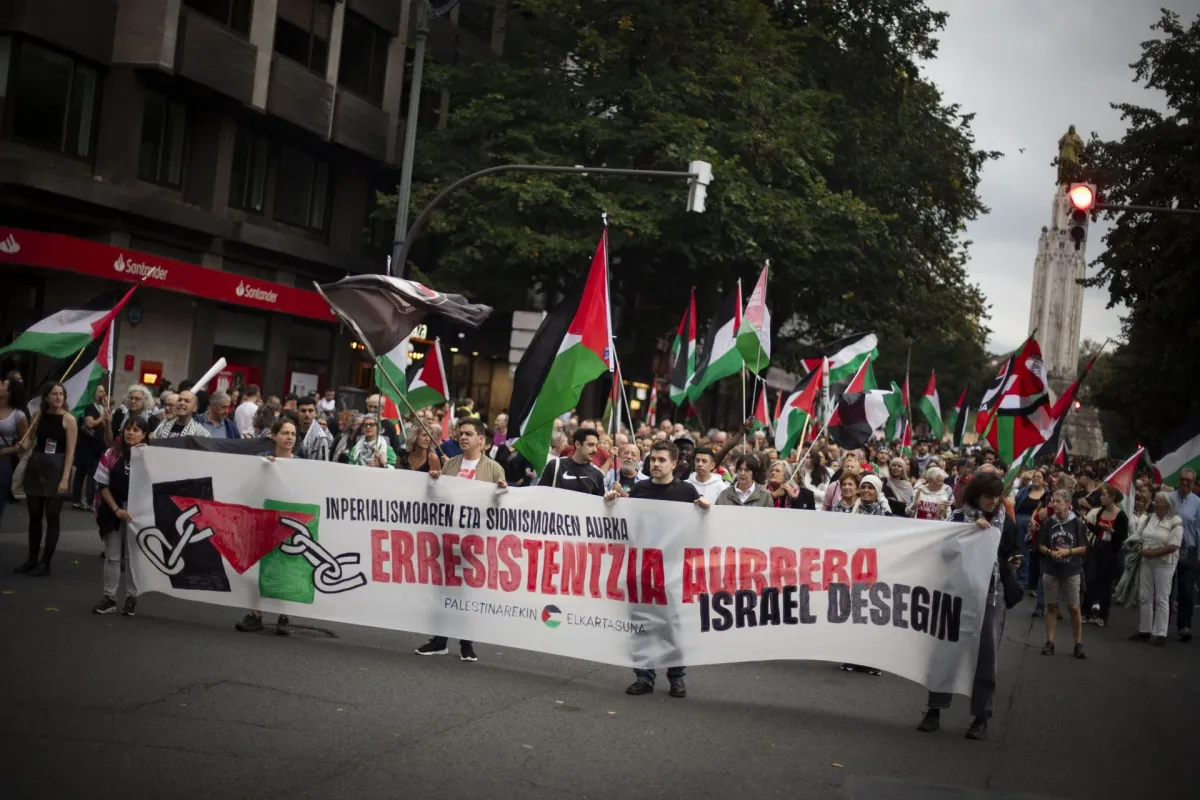 Movilización de Palestinarekin Elkartasuna en Bilbo (Bizkaia), 3 de octubre de 2026. Foto: Gedar
