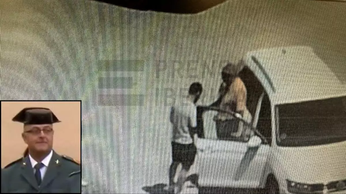 Foto: El jefe antidroga de la Guardia Civil en Segovia. A la derecha, una imagen del informe contra él, donde aparece vestido de paisano entregando droga a un comprador. Foto: LA 8 TV / SUCES