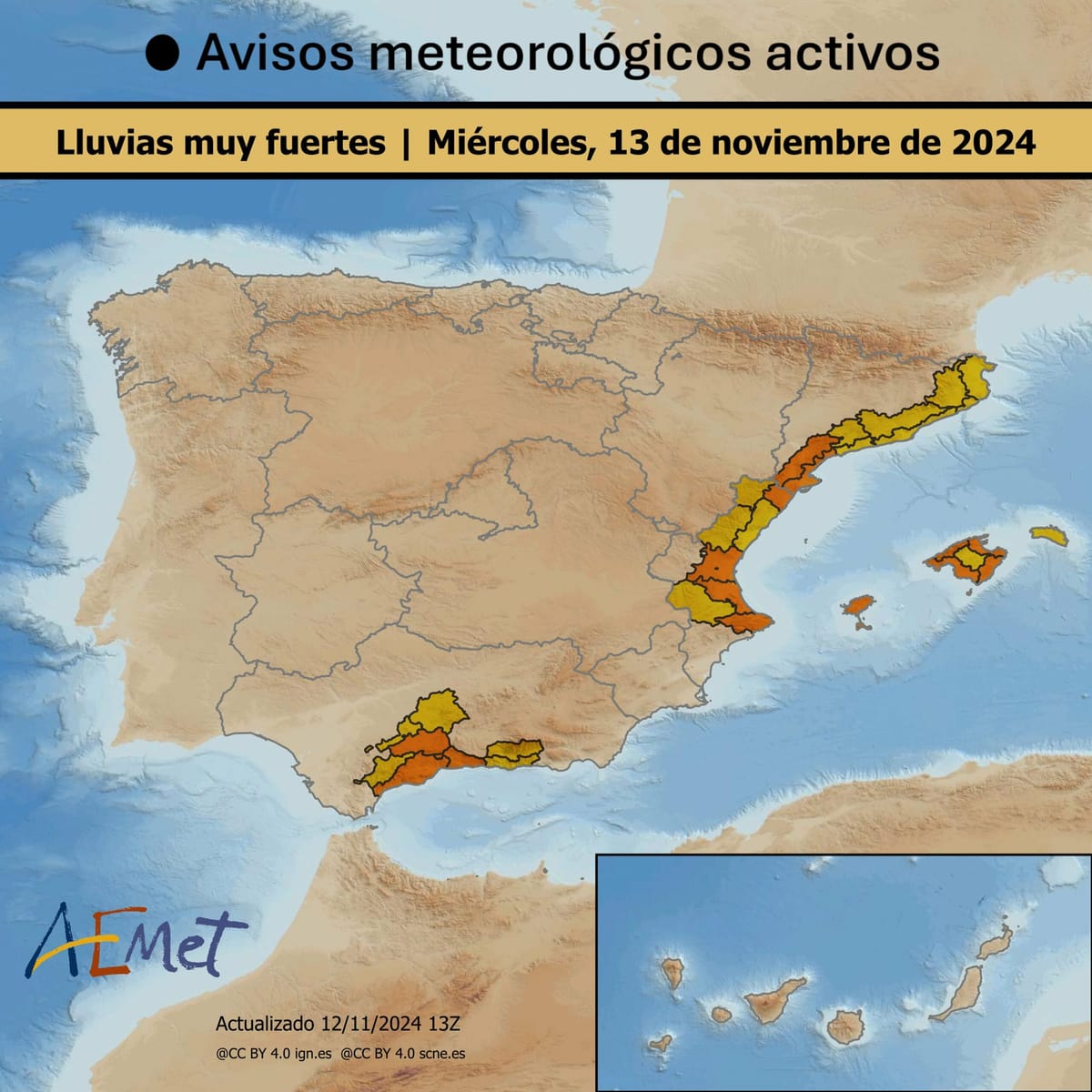 Alerta roja en Málaga y naranja en Valencia y Tarragona por fuertes lluvias