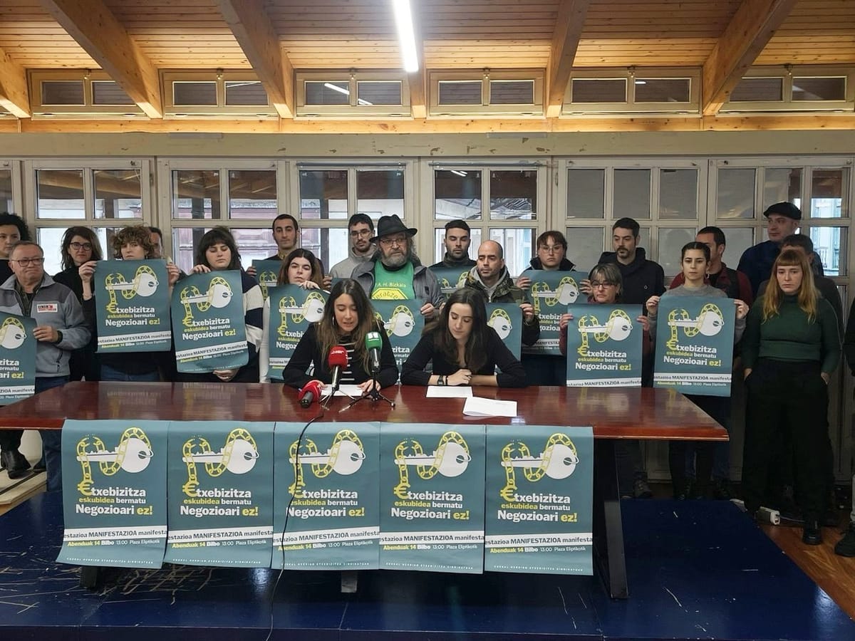 Manifestación por la vivienda en Bilbao el 14 de diciembre: más de 220 colectivos se suman a la protesta