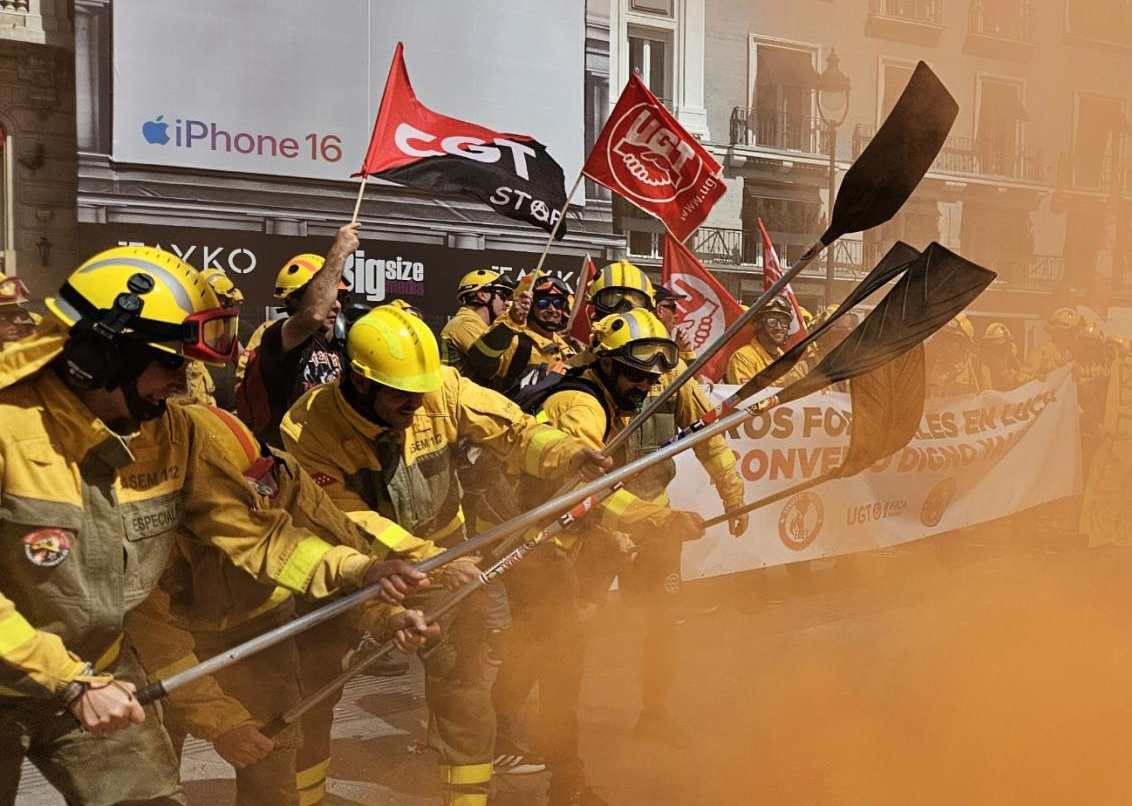 Amplio seguimiento en la huelga de bomberos forestales de Madrid