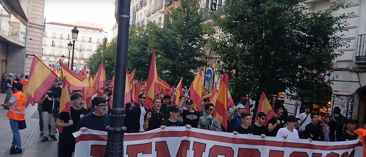 500 falangistas y neonazis marchan por el centro de Madrid con consignas racistas