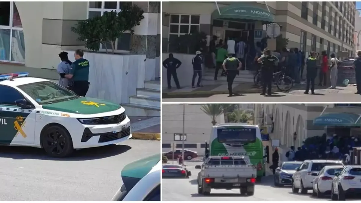 Migrantes se rebelan por condiciones precarias de alojamiento en Almería y la Guardia Civil interviene con detenciones