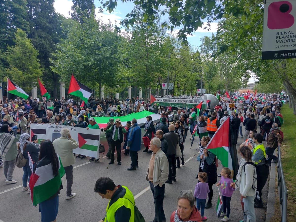 Manifestación por el fin del comercio de armas con Israel en Madrid