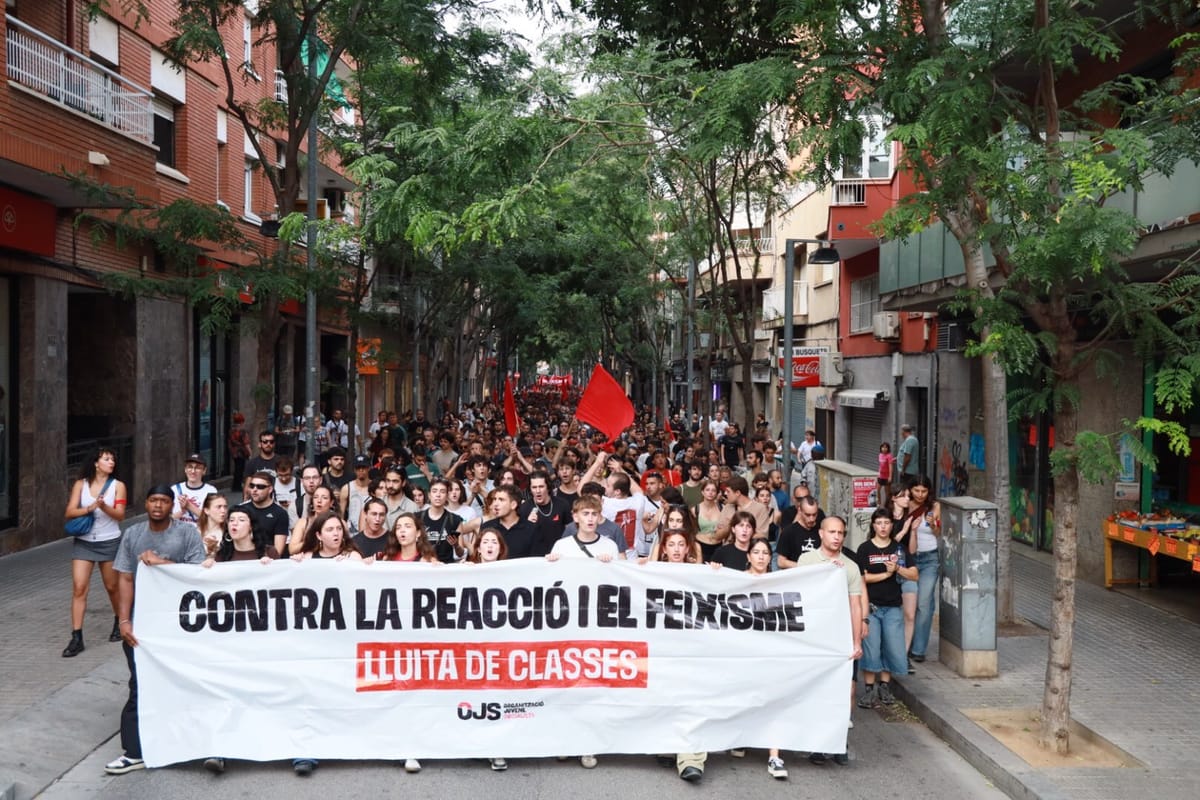 Gran movilización de la OJS clama contra la reacción y el fascismo en Badalona